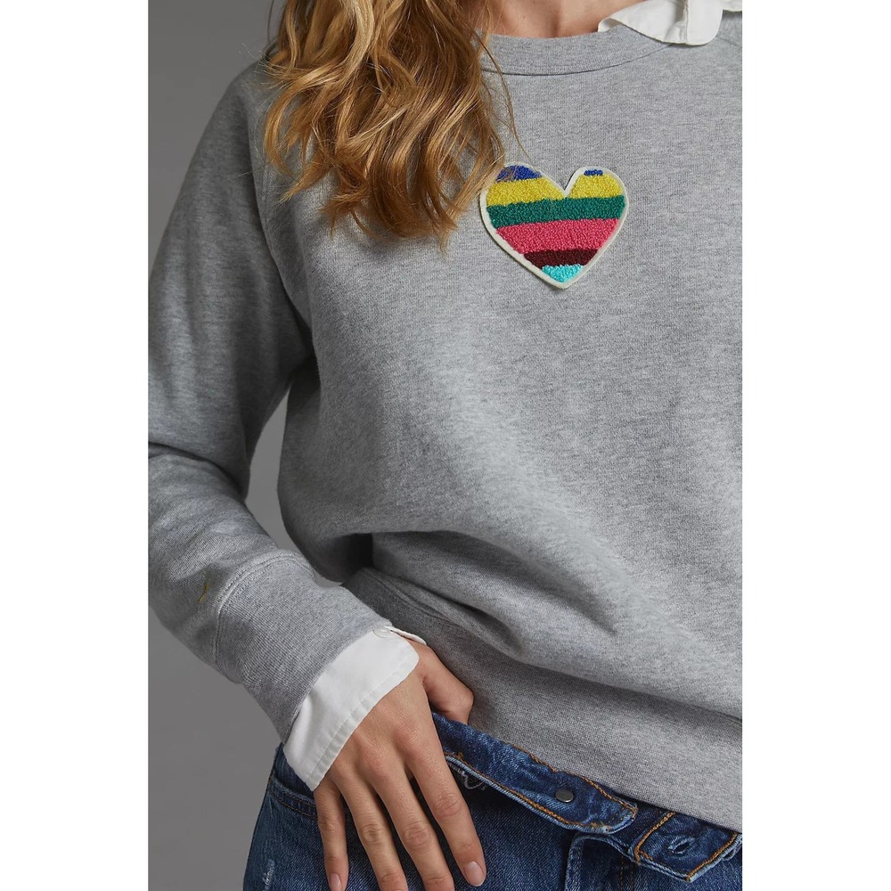 Kerri Rosenthal Anthropologie Imperfect Heart Crewneck Sweatshirt Size M Gray